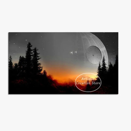 Captivating Star Universe Mountains Landscape Canvas Art for Your Space