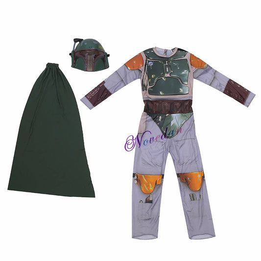 Boba Fett Costume and Helmet for Kids – Superhero Cosplay Jumpsuit