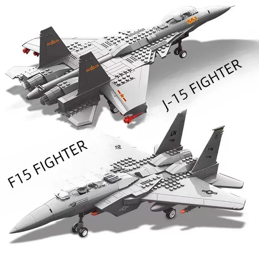 2025 New Large F-15 J-20 Military Combat Aircraft Building Blocks Toy
