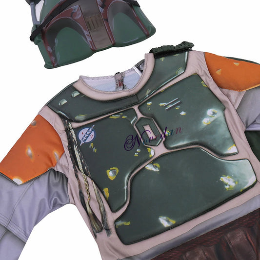 Boba Fett Costume and Helmet for Kids – Superhero Cosplay Jumpsuit