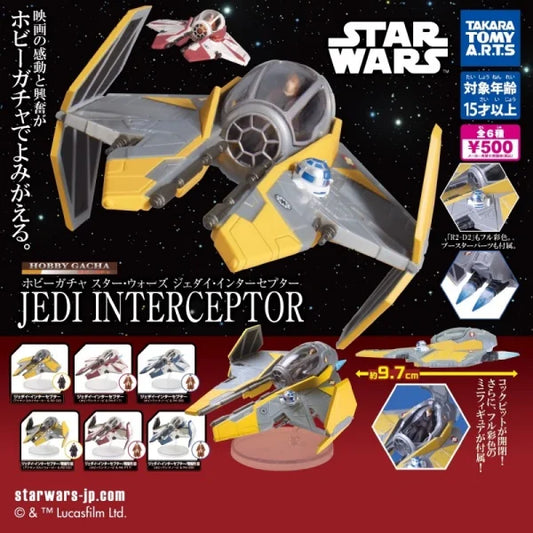 TOMY Original 6Pcs Gashapon Star Wars Jedi Interceptor Toys for Kids &amp; Collectors