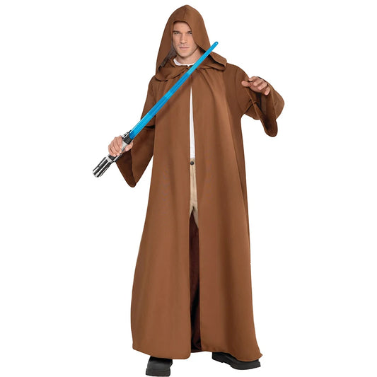 Men Black Jedi Robe Cosplay – Knight Monk Hooded Cloak for Adults