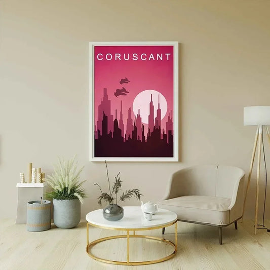 Abstract Landscape Retro Planet Star Galaxy Canvas Painting